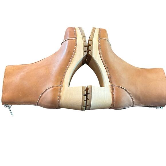 Swedish Hasbeens Stitchy  Leather Ankle Boot Wood Clog Midsole NEW EU 36 US 6 - Picture 7 of 9